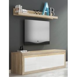 Lino II - TV komoda, závěsná police, RGB (sonoma/bílá lesk)