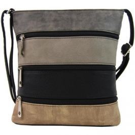 Tapple Menší černá crossbody kabelka s tmavě šedým, šedým, černým a hně Černá